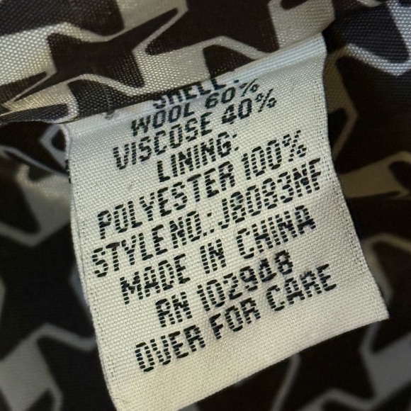 Tulle Black Pea Coat with Patterned Lining - Picture 4 of 6